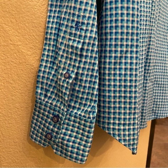 ROBERT GRAHAM Men Blue Pattern Classic Fit Flip Cuffs Long Sleeve Shirt Size L - Picture 5 of 10